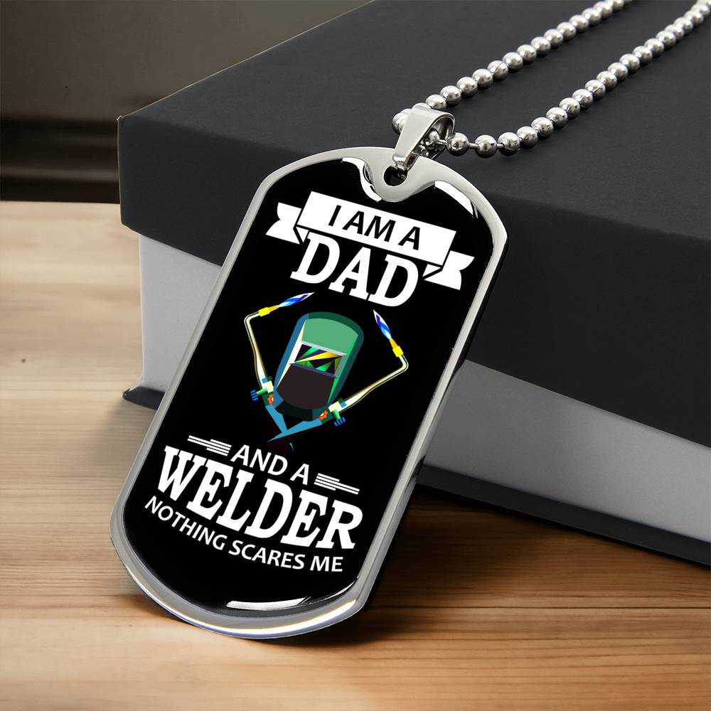 I'm A Dad And A Welder Ball Chain Pendant - Army Tag Necklace, Dog Tag