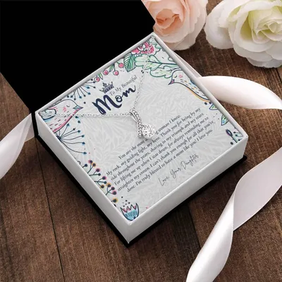 To My Beautiful Mom Necklace  Badass Mom Gift  Mother’S Day Gift  Birthday Gift  Gift From Daughter On Wedding Day 6 Alluring Beauty Necklace