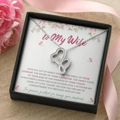 Love Is A Lot Of Simple Things - I'm Forever Grateful For Being Your Husband Double Hearts Necklace