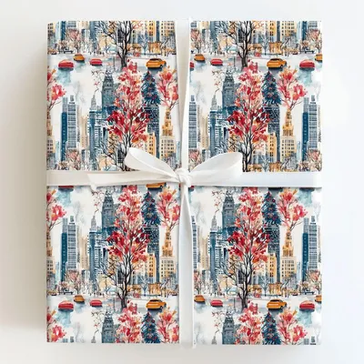 Santa's Windy City - Gift Wrap for Christmas, Holidays Wrapping Paper, Christmas Wrapping Paper