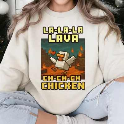 Youth Vintage Lava Chicken Sweatshirt Design, Funny Steve'S Lava Chicken Game Character Png, Funny Gamer, Funny Riding Chicken Sweatshirt,Gamer Sweatshirt