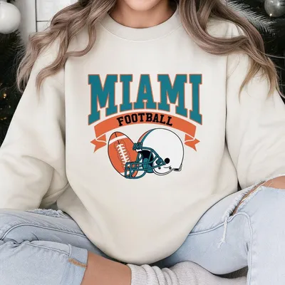 Miami Football Sweatshirt Retro Miami Football Sweatshirt Vintage Style Dolphins Football Miami Fan Gift Dolphins Sweatshirt Game Day