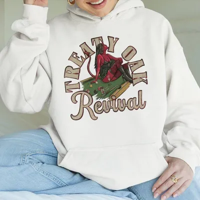 Treaty Oak Revival Devil Hoodie Featuring A Bold Treaty Oak Revival Devil Girl Design Hoodie Unisex Cotton Tops Trending
