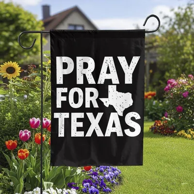 Bold Pray For Texas House Flag, Minimalist Black And White Outdoor Banner With Strong Message Of Support, Strength, And State Pride Vertical Garden Flag