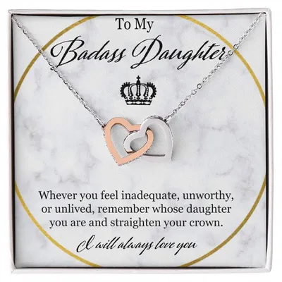 To My Badass Daughter Interlocking Hearts Necklace