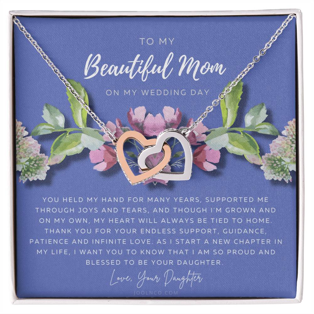 Mother Of The Bride Necklace Jewelry Gift From Bride To Mom Gift From Daughter On Wedding Day Gift For Mother On Wedding Day Interlocking Hearts Necklace
