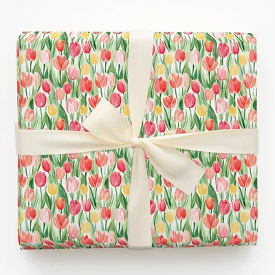 Somebunny Loves Tulips - Gift Wrap for Christmas, Holidays Wrapping Paper, Christmas Wrapping Paper