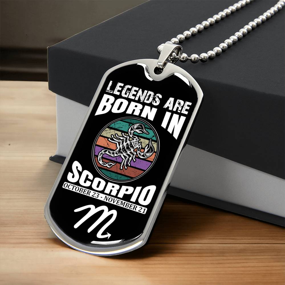 Scorpio Legend Personalized Dog Tag Necklace - Army Tag Necklace, Dog Tag