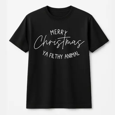 Merry Christmas Ya Filthy Animal T-Shirt, Funny Holiday Christmas T-Shirt, Cute Cozy Winter, Unisex Xmas Outfit Gift Top