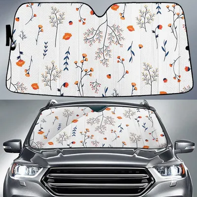 Floral Pattern Background Beautiful Printed Car Sun Shades Cover Auto Windshield PrintSyde