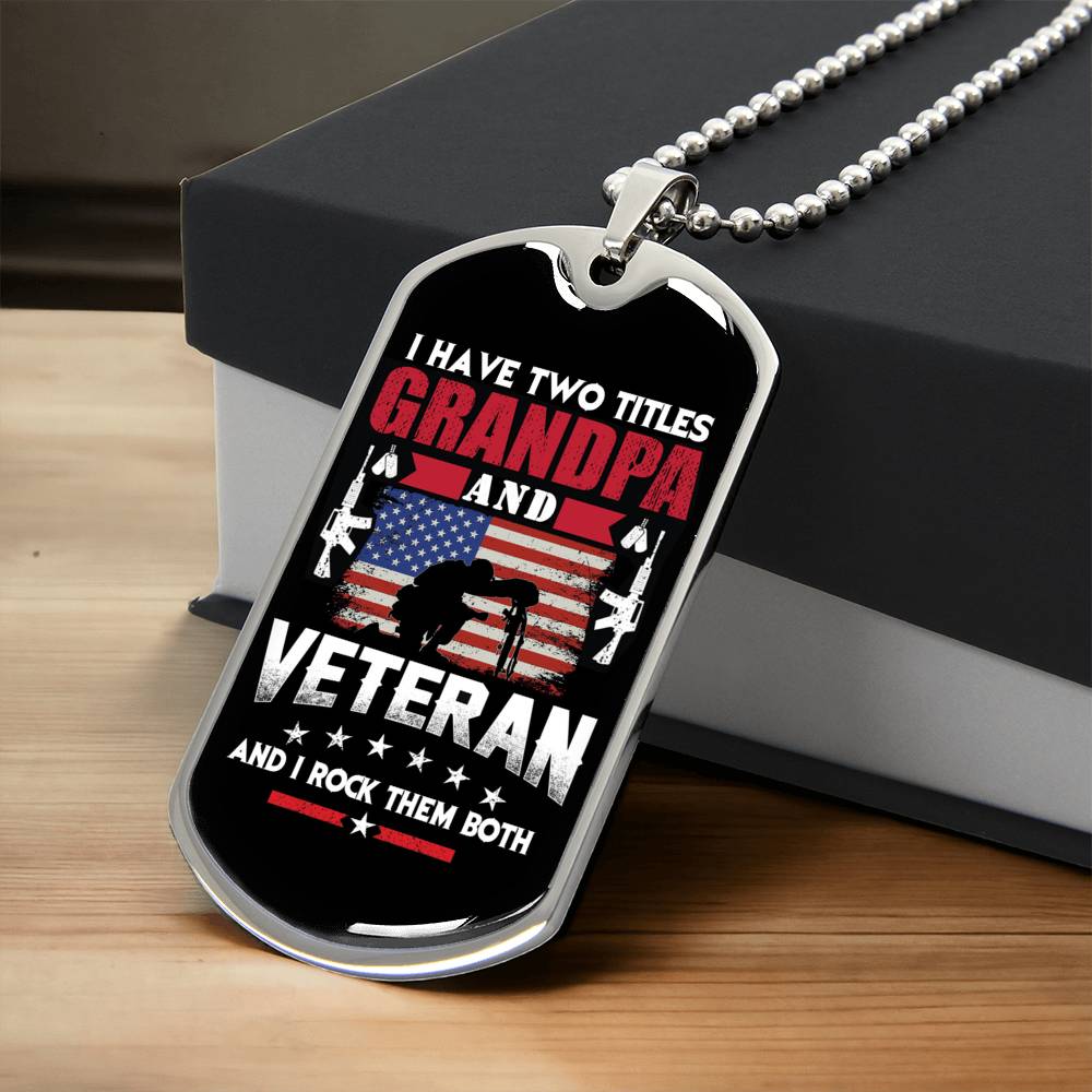 Veteran Grandpa Gift - Jewelry Dog Tag With Military Ball Chain - Army Tag Necklace, Dog Tag