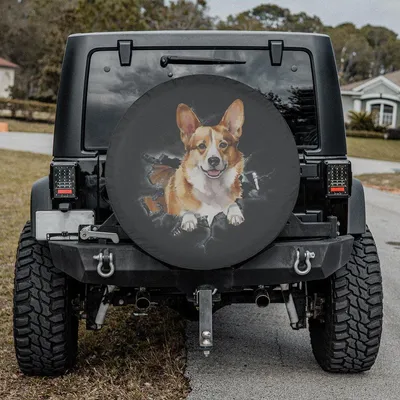 Welsh Corgi Lovers Watercolor Style Crack Spare Tire Cover With Or Without Backup Camera Hole, Gifts For Corgi Mom, Corgi Dad Spare Tire Cover