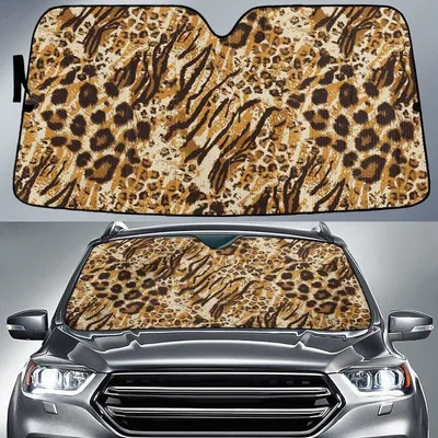 Tone Of Brown Classic Leopard And Zebra Skin Texture Car Sun Shades Cover Auto Windshield PrintSyde