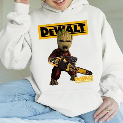 I Am Grooot With Dewalt Logo Hoodie, Unisex Adventure Graphic Hoodie, Casual Streetwear, Holiday Outfit Gif