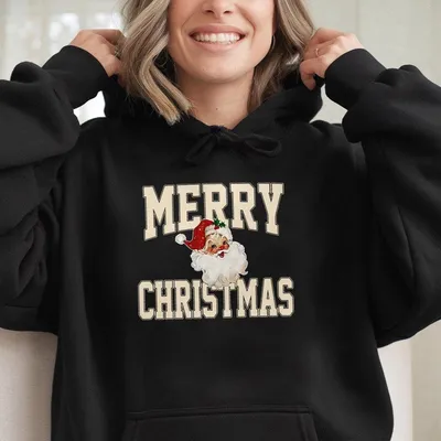 Merry Christmas Santa Hoodie Hoodie Hoodie Retro Collage Christmas Hoodie Vintage Santa Claus Pullover Cute Christmas