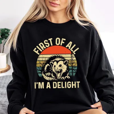 First Of All I'M A Delight Sweatshirt, Women'S Letter Print Round Neck Sweatshirt, Mother'S Day Sweatshirt, Gift For Mom