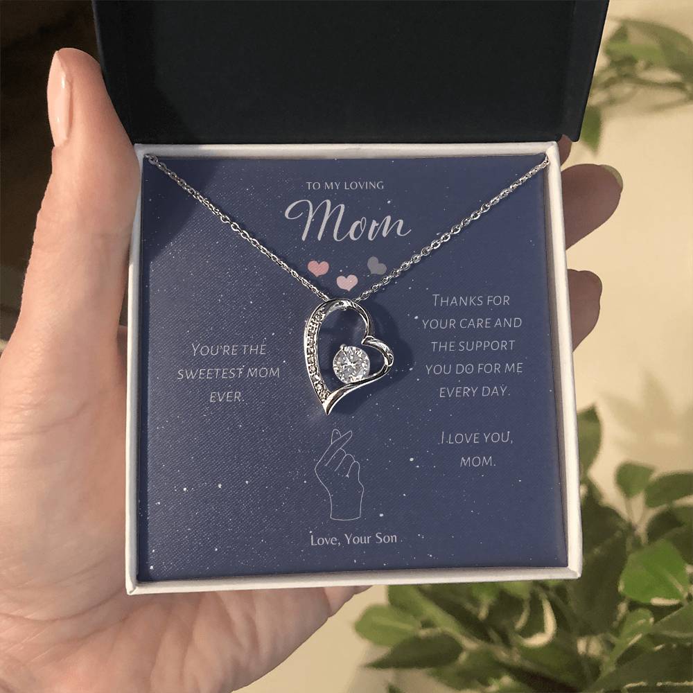 Gift for Mom from Son Mother Necklace from Son Mother's Day Gift Best Mom Gift Mother's Birthday Gift - Forever Love Necklace