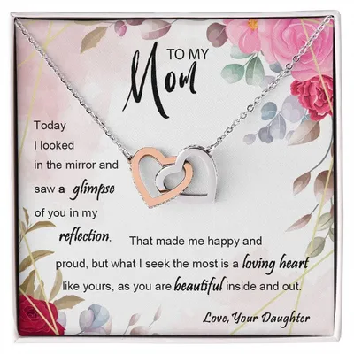 Limited Quantity Mother'S Day Gifts From Daughter Birthday Gifts For Mom Reflection Interlocking Hearts Necklace