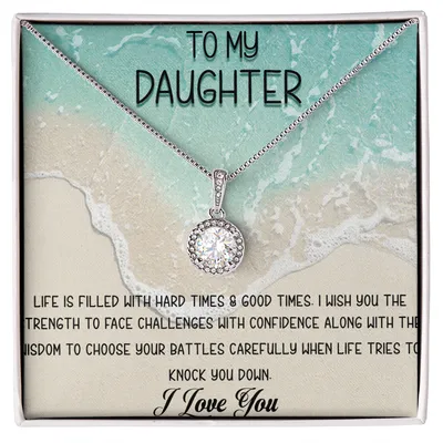 To My Daughter Infinity Heart Necklace Message Card Gifts, For Daughter, Mom And Daughter Gift, Valentine's, Mother's Day, Mom Daughter Necklace, Daughter Birthday Gift, Daughter Graduation Gift, Anniversary, Christmas Gift