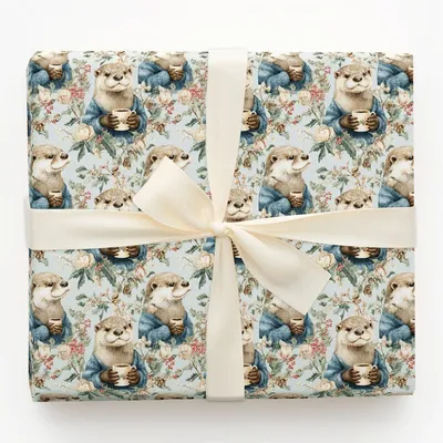 Paws on Mugs - Gift Wrap for Christmas, Holidays Wrapping Paper, Christmas Wrapping Paper