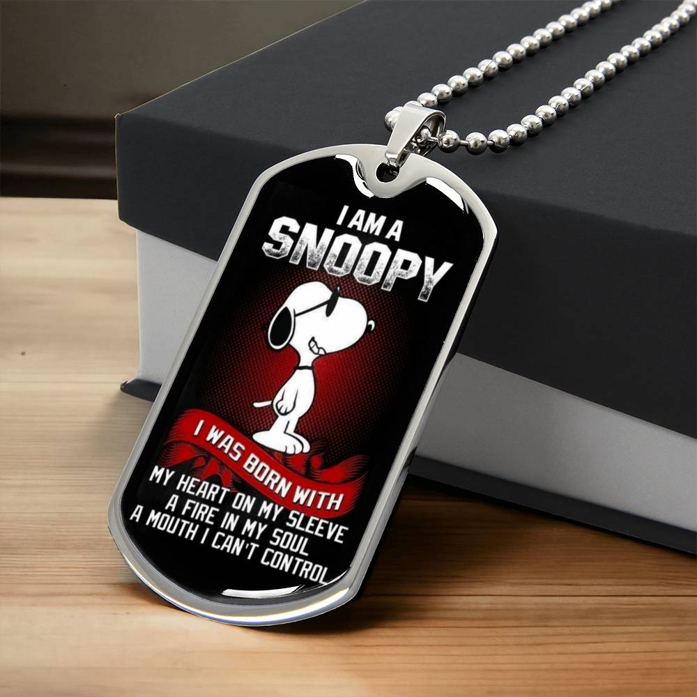 Cute Necklace For Snoopy Lover - Army Tag Necklace, Dog Tag