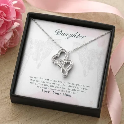 Daughter-You Are The Beat Of My Heartthe Purpose Of My Step And The Love Of My Life.I Didnt Give You The Gift Of Life  Double Hearts Necklace