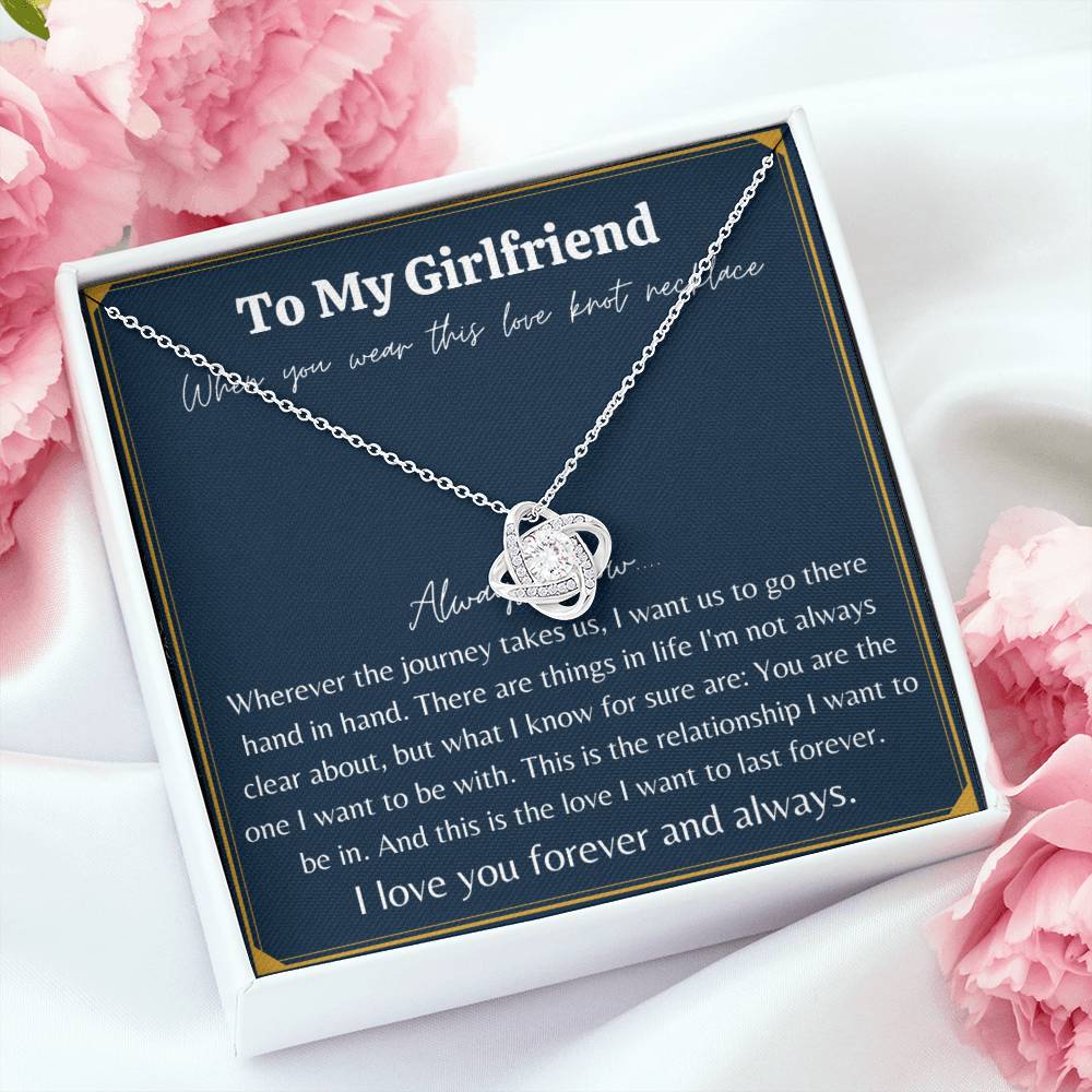 Girlfriend Gift - I Love You Forever and Always - Love Knot Necklace
