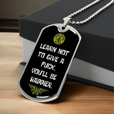 Happy Zero Fucks - Army Tag Necklace, Dog Tag