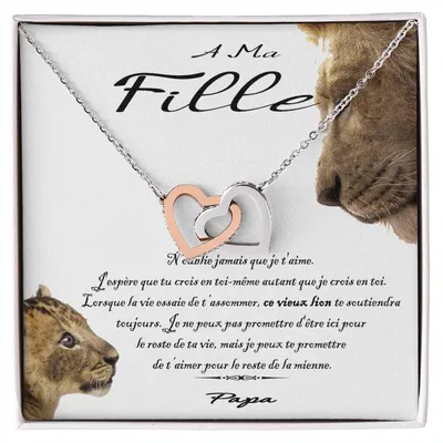 Ă€ Ma Fille - Ce Vieux Lion Te Soutiendra Toujours Interlocking Hearts Necklace