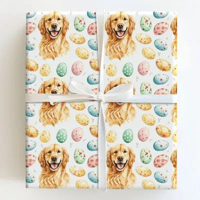 Easter Eggs with the Golden Retriever - Gift Wrap for Christmas, Holidays Wrapping Paper, Christmas Wrapping Paper