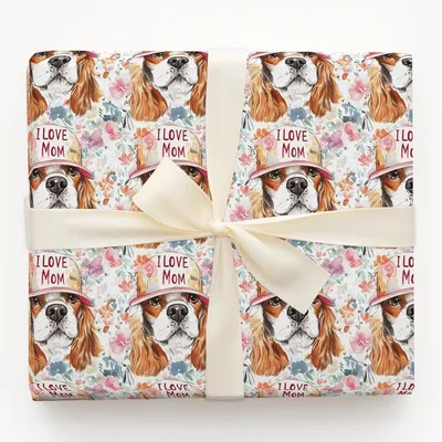 Mom's Favorite Cavalier King Charles - Gift Wrap for Christmas, Holidays Wrapping Paper, Christmas Wrapping Paper