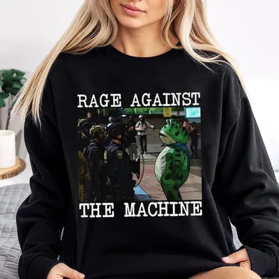 Portland Frog Protest Sweatshirt, Rage Against The Machine Sweatshirt, Funny Green Frog Protest Sweatshirt, Unisex Cotton Soft Top