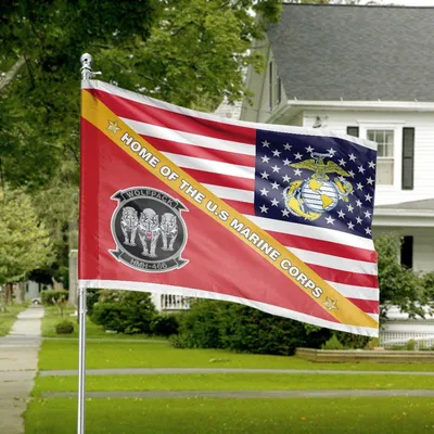 Wolfpack Hmh-466 Us Marine Corps Ega House Flag Military Veteran Decor Horizontal House Flag