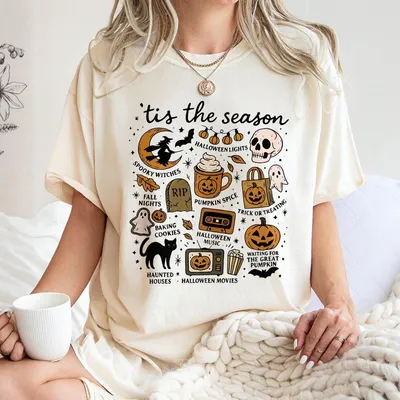 Vintage Halloween T-shirt – Tis the Season Retro Spooky Aesthetic Women’s Tee