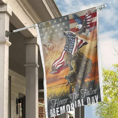 Memorial Day Garden Flag Honor The Fallen Soldier Eagle Patriotic Yard Decor Vertical House Flag