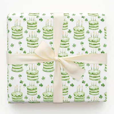 Green Glitter and Cake - Gift Wrap for Christmas, Holidays Wrapping Paper, Christmas Wrapping Paper