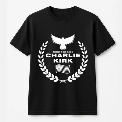 Freedom Charlie Kirk Forever In Our Hearts Eagle Wreath Memorial T-Shirt, Charlie Kirk Shot And Killed At Utah College Event, Republican T-Shirt, American Patriot T-Shirt
