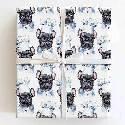 Cooking with the Frenchies - Gift Wrap for Christmas, Holidays Wrapping Paper, Christmas Wrapping Paper
