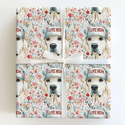 Mom's Favorite White Lab - Gift Wrap for Christmas, Holidays Wrapping Paper, Christmas Wrapping Paper