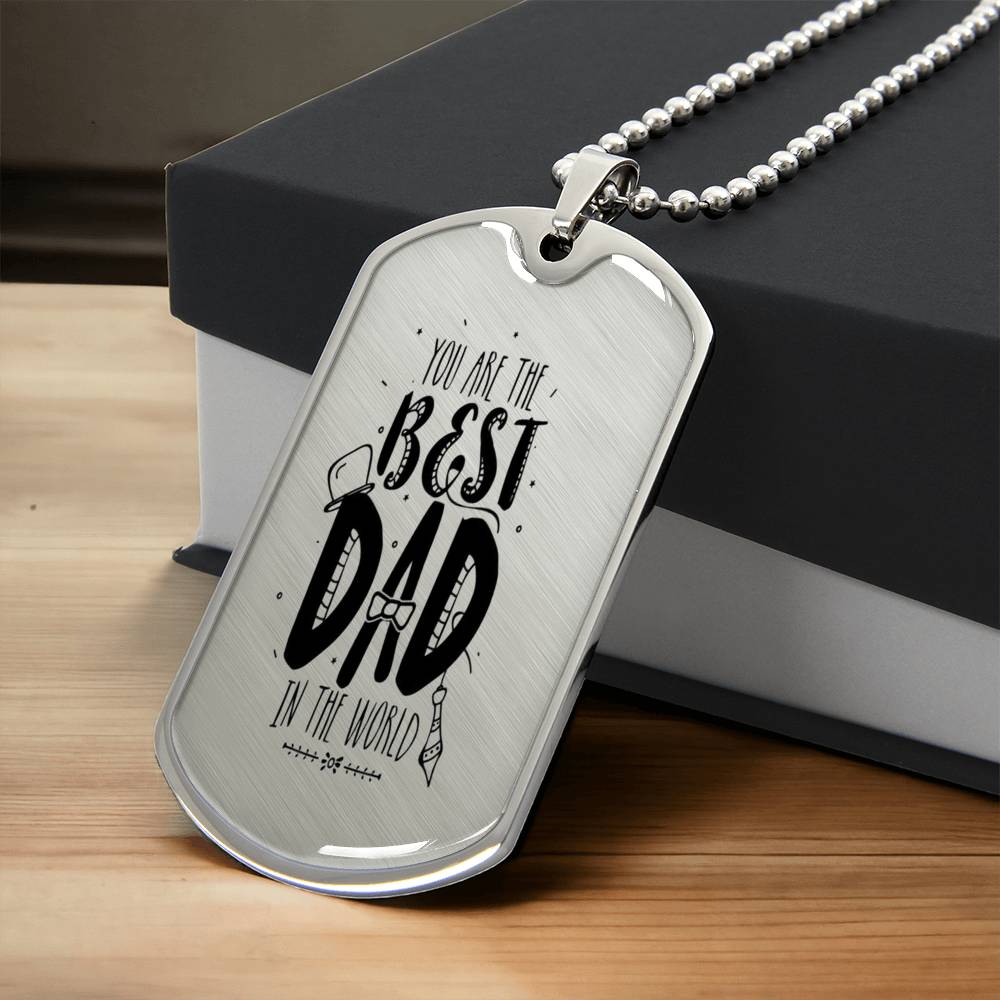 Best Dad In The World - Army Tag Necklace, Dog Tag