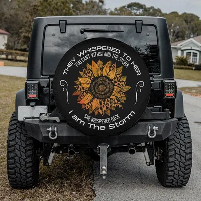 The Storm, Women'S Orange Sunflower Spare Tire Cover, Compatible With Vehicles, Rvs, And Campers, Backup Camera Hol Spare Tire Cover