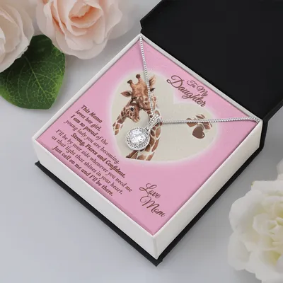 To My Daughter From Mom Strong Fierce Confident Giraffe Necklace - Sentimental Gift Mother To Daughter, Stronger Than You Think Necklace - Gift For Daughter From Mom, Daughter's Birthday, Daughter's Graduation, Daughter Jewelry