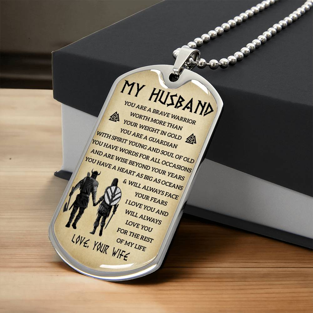 Viking Dogtag For Your Husband - Army Tag Necklace, Dog Tag