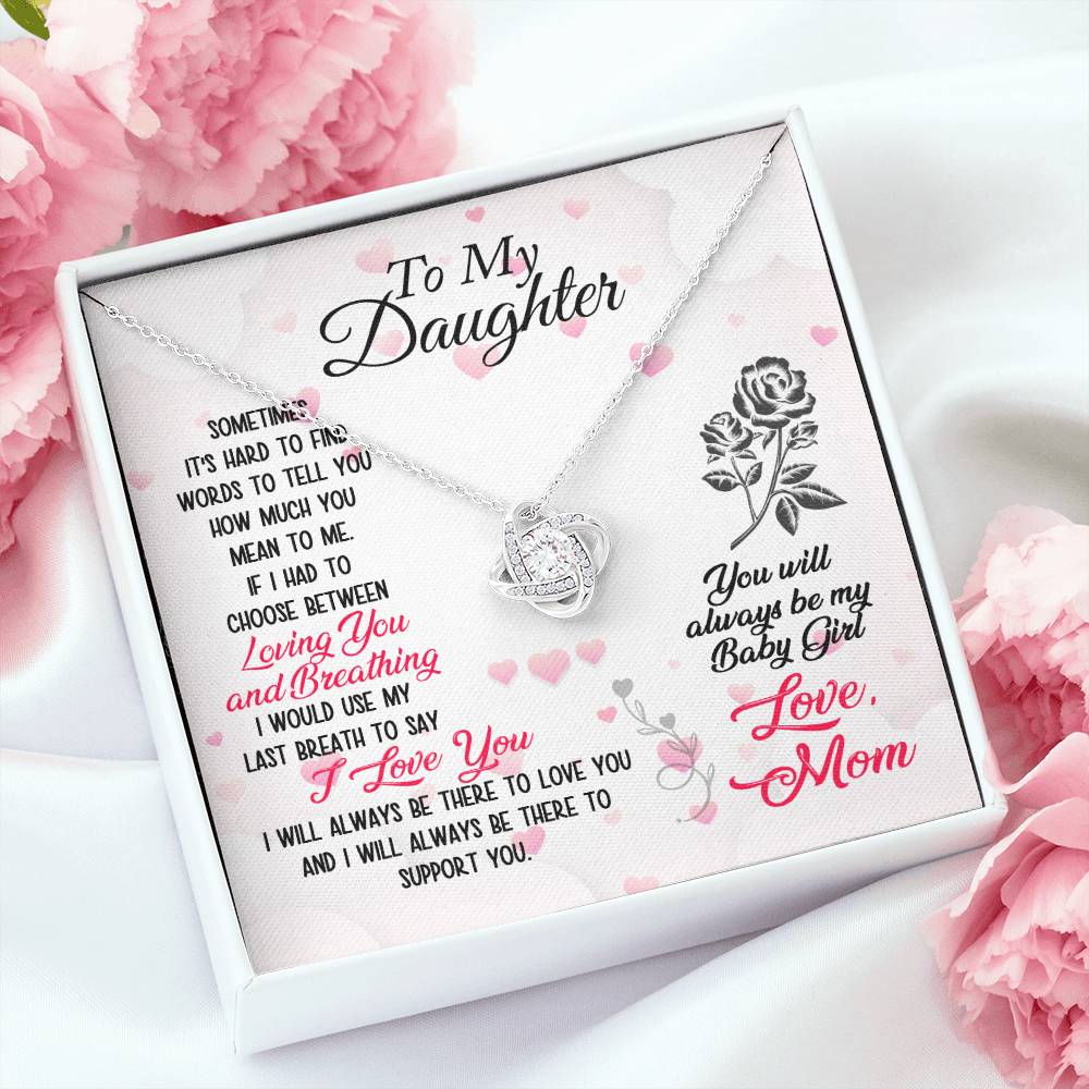 To My Daughter - Love, Mom - Love Knot Necklace