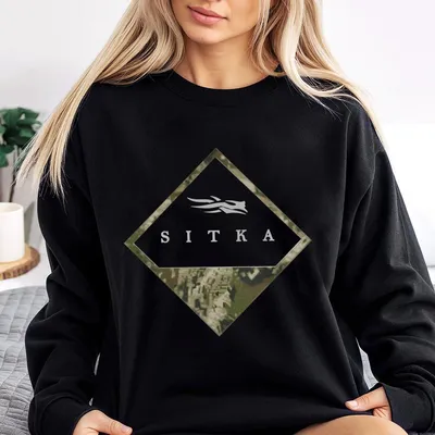 Sitka Camoflage Bottomland Pattern Unisex Sweatshirt, Full Sizes, Full Colors Womenswear Tops Black