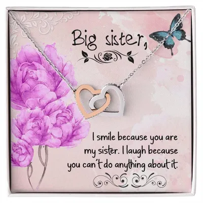 Gift For Big Sister Two Hearts Embellished Jewelry Interlocking Hearts Necklace