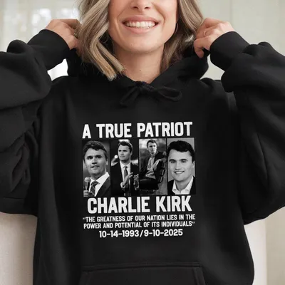 A True Patriot Charlie Kirk Hoodie, Rest In Peace Charlie, Charlie Kirk Memorial Hoodie, Republican Hoodie, Patriotic American