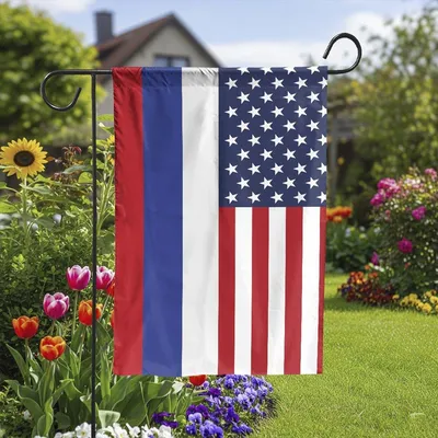 American Russia Flag Russian Vertical Garden Flag