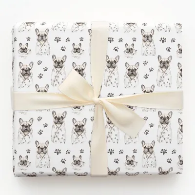 Spa Day with the Frenchies - Gift Wrap for Christmas, Holidays Wrapping Paper, Christmas Wrapping Paper