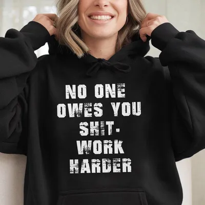 Work Harder Skull Hoodie Gritty Message For The Relentless Grinder, Menswear Tops Streetwear Hoodie